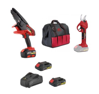 Set de Mini motosierra+tijera de podar a bateria stayer